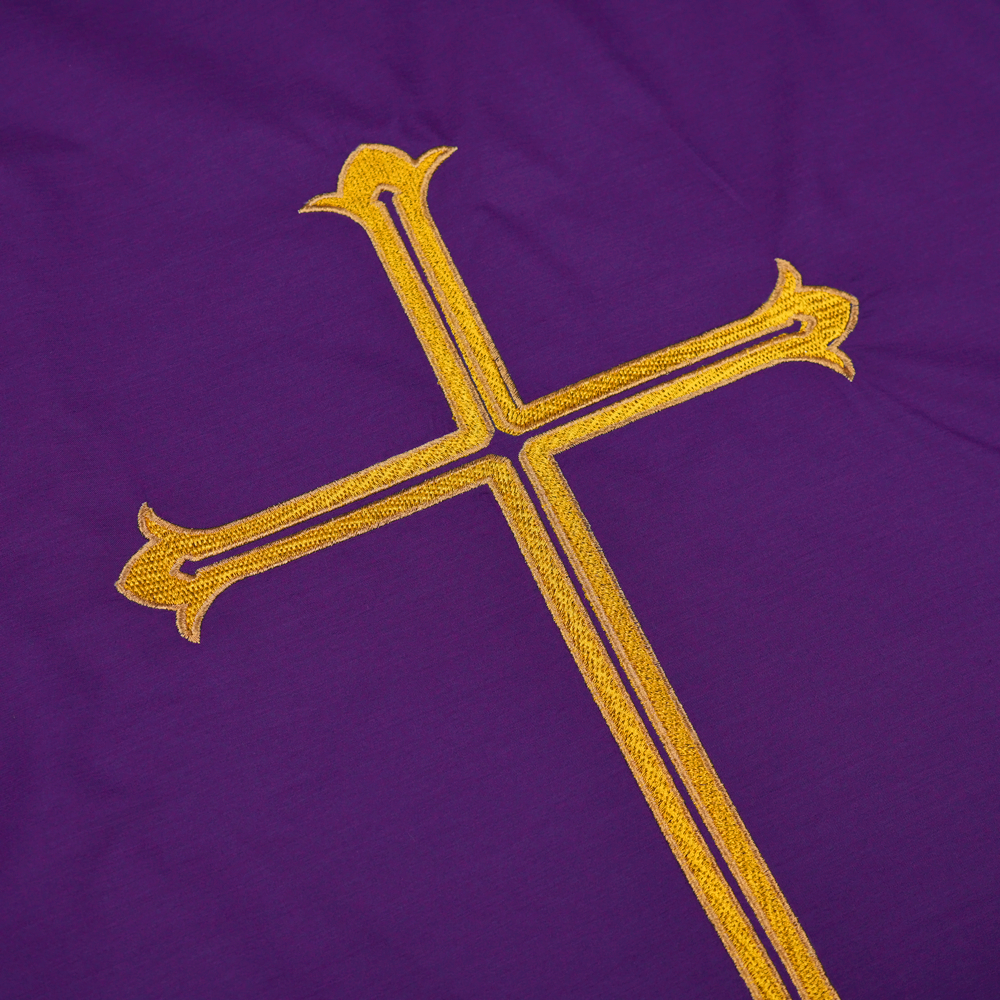 Advent chasuble adorned with cross embroidery