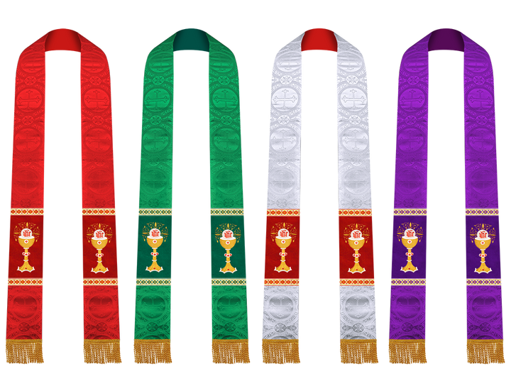 Set of Four Clergy stole with Motif and trims