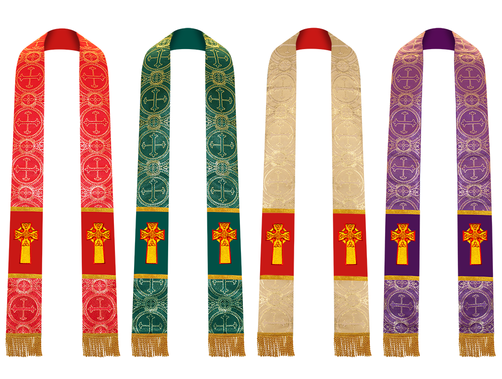 Set of 4 Priest Stole with Celtic Cross Motif