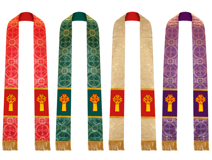 Set of 4 Priest Stole with Celtic Cross Motif