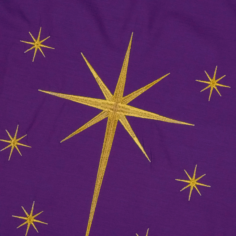 Ornate Advent Chasuble with Golden Star Embroidery