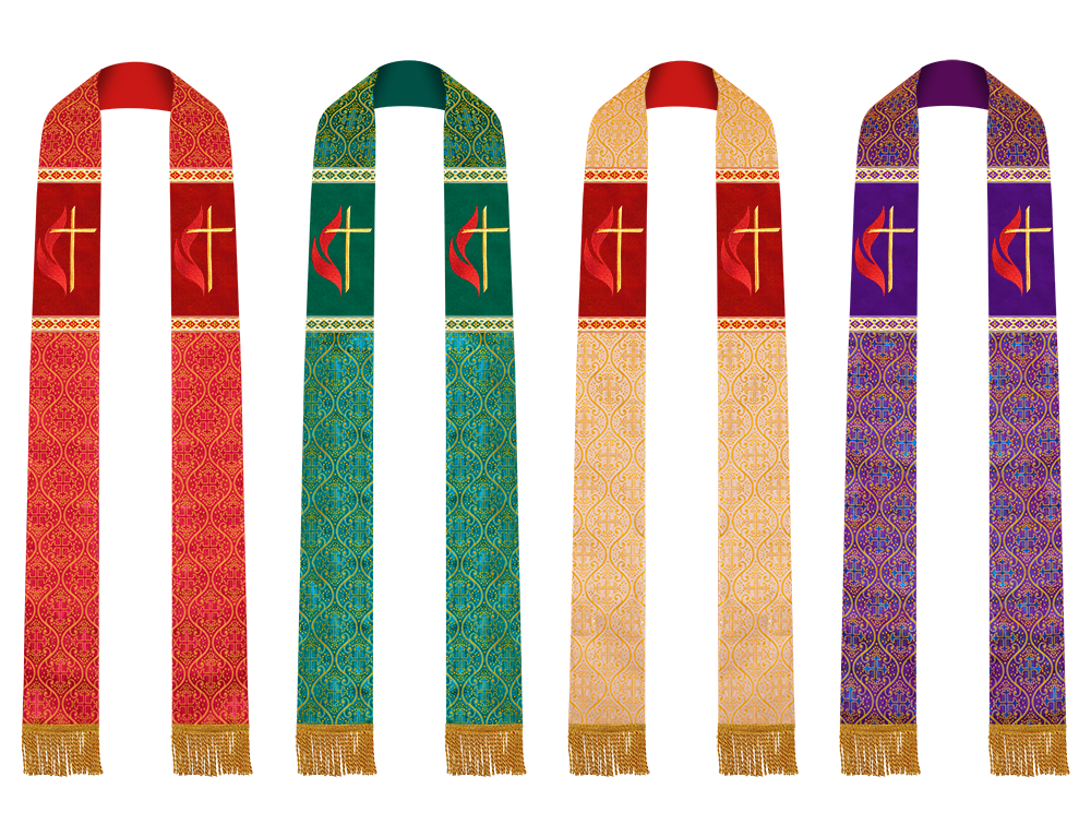 Set of Four Pastor Stole with Spiritual Cross Motif