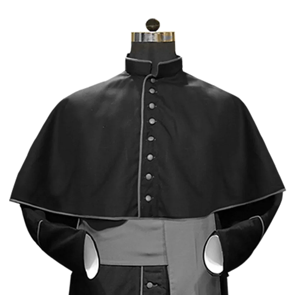 Clearance Sale - Black Roman Cassock with Gray Trims