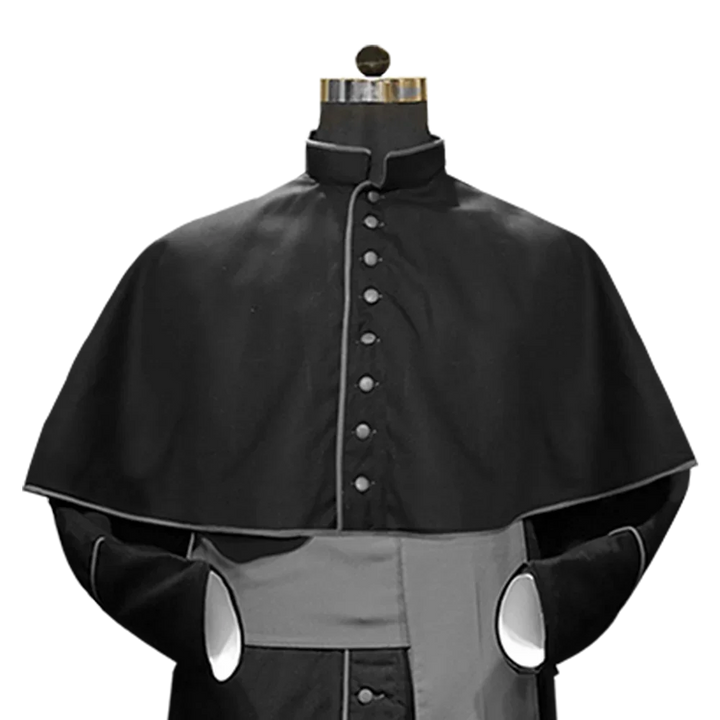 Clearance Sale - Black Roman Cassock with Gray Trims