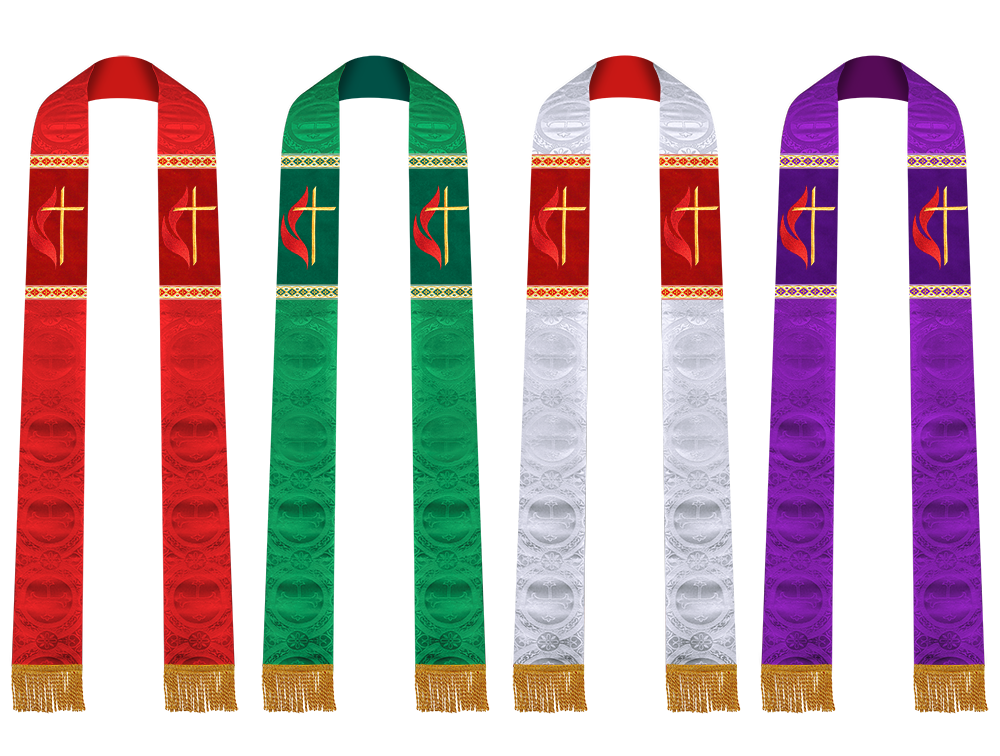 Set of Four Pastor Stole with Spiritual Cross Motif