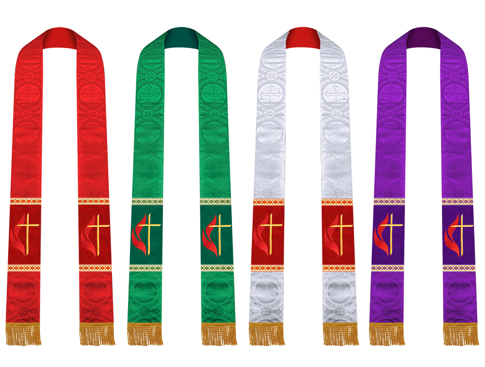 Set of Four Pastor Stole with Spiritual Cross Motif