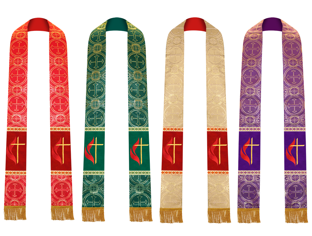 Set of Four Pastor Stole with Spiritual Cross Motif