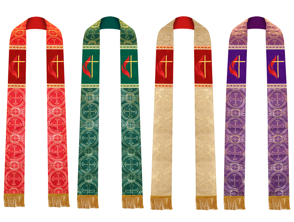 Set of Four Pastor Stole with Spiritual Cross Motif