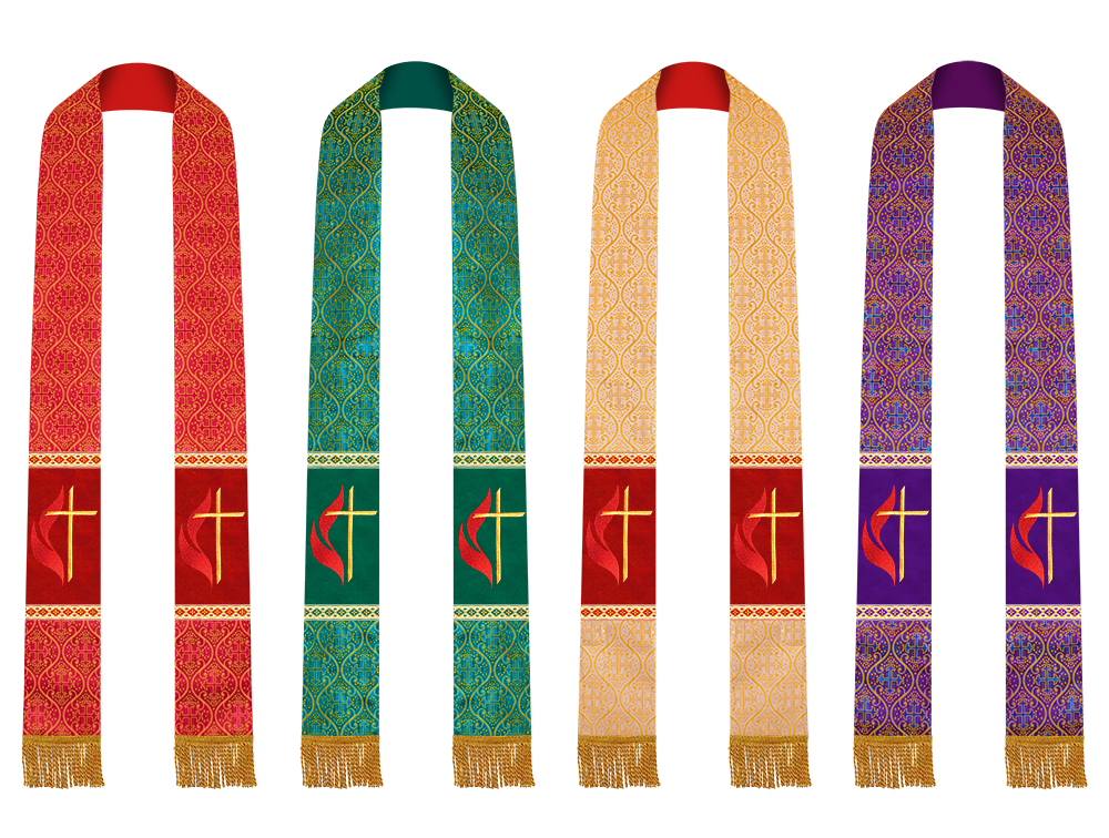 Set of Four Pastor Stole with Spiritual Cross Motif