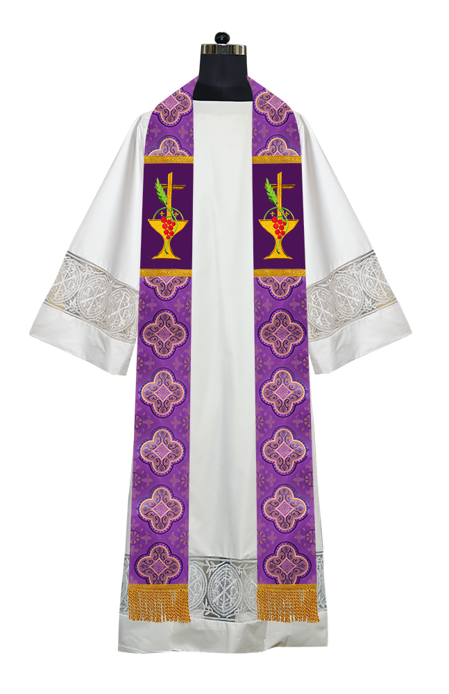Communion Motif Embroidered Clergy Stole