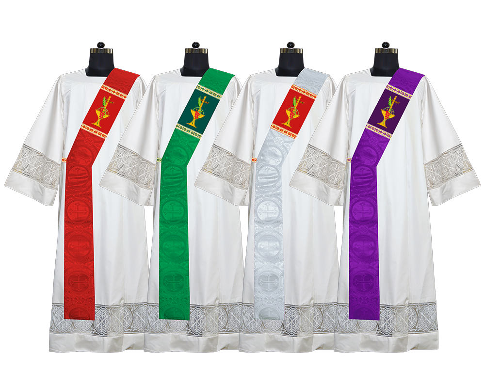 Set of Four Deacon Stole with Communion Motif