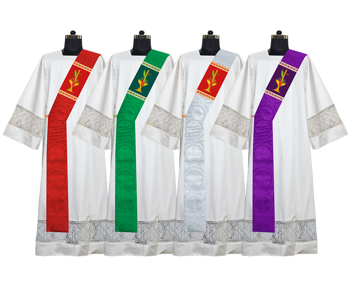 Set of Four Deacon Stole with Communion Motif