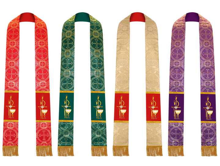 Set of 4 PAX with Chalice Embroidered Priest Stole