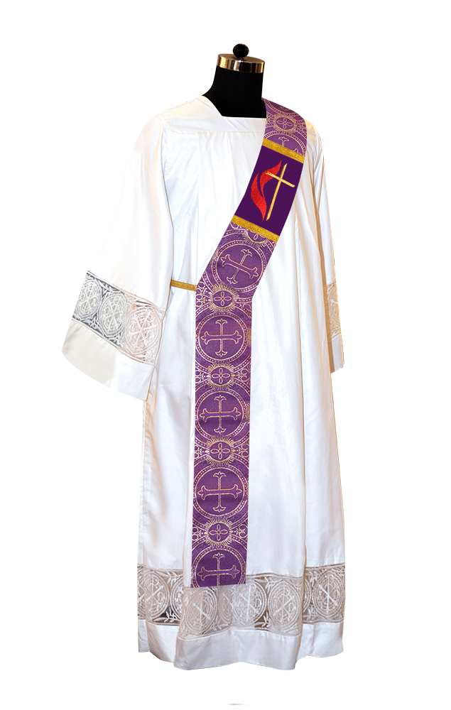 Cross and Flame Adorned Deacon Stole
