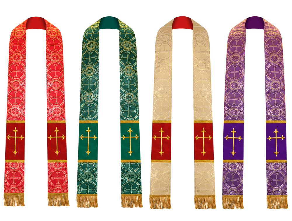 Set of 4 Priest Stole with Spiritual motif