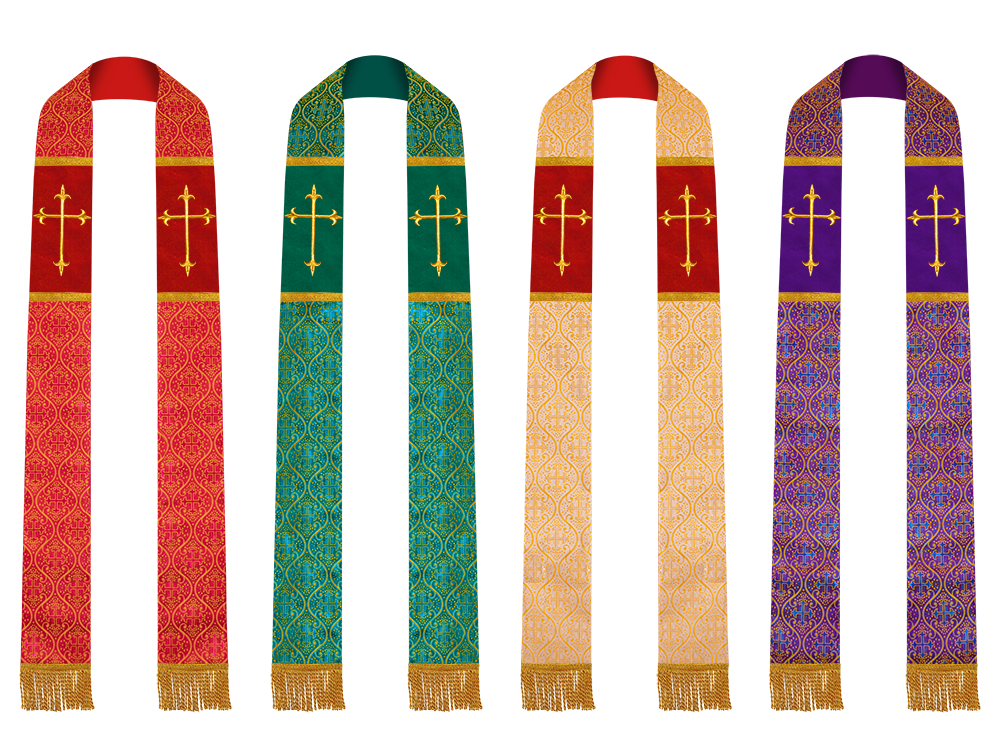 Set of 4 Clergy Stole with Spiritual motif