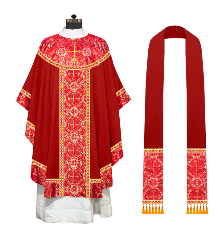 Adorned Gothic Chasuble Vestments with color trims