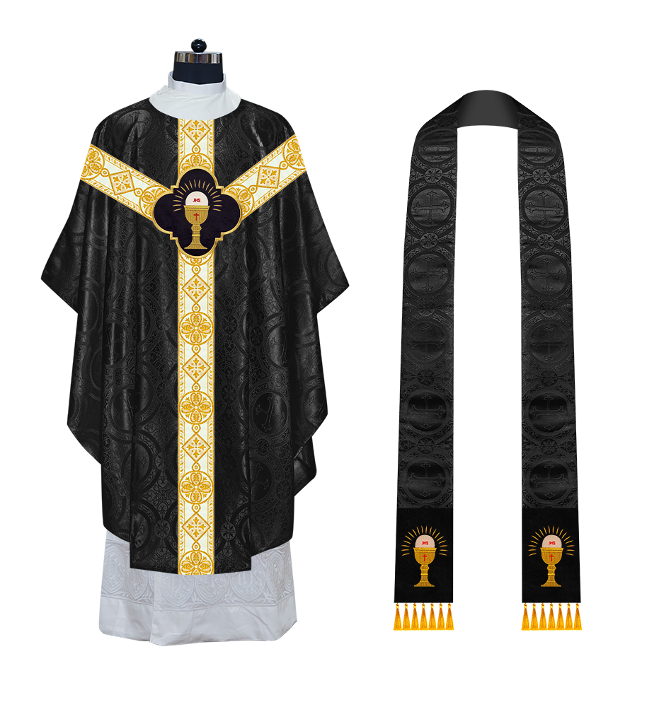 Gothic Chasuble Vestment with Motif and Trims