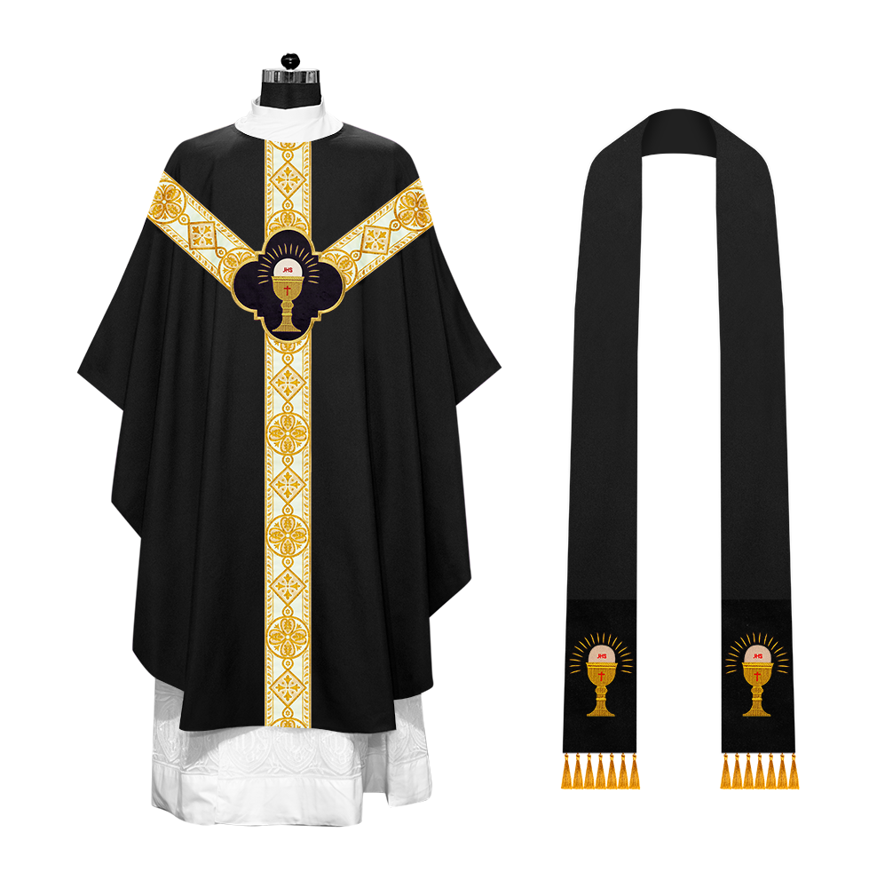 Gothic Chasuble Vestment with Motif and Trims