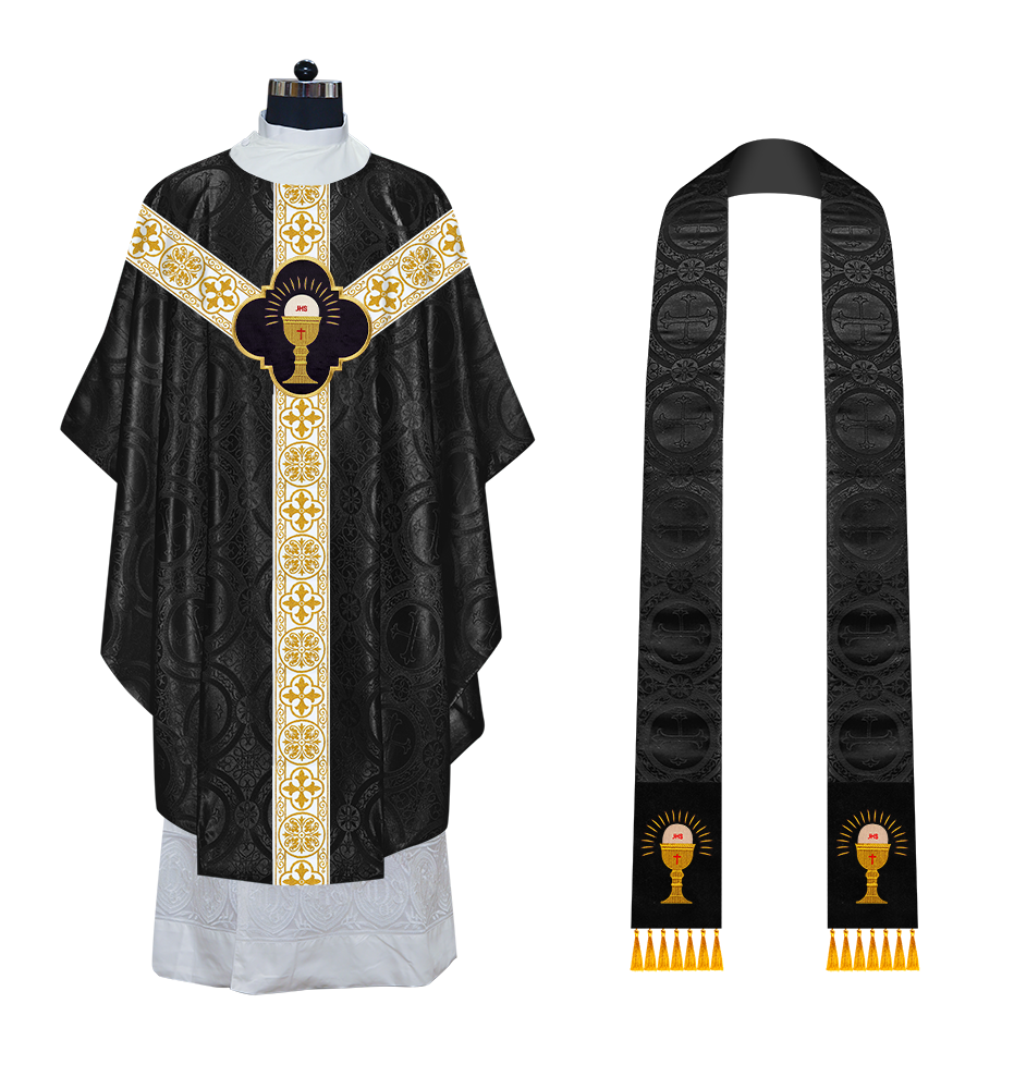 Gothic Chasuble with Embroidered Motif and Orphrey