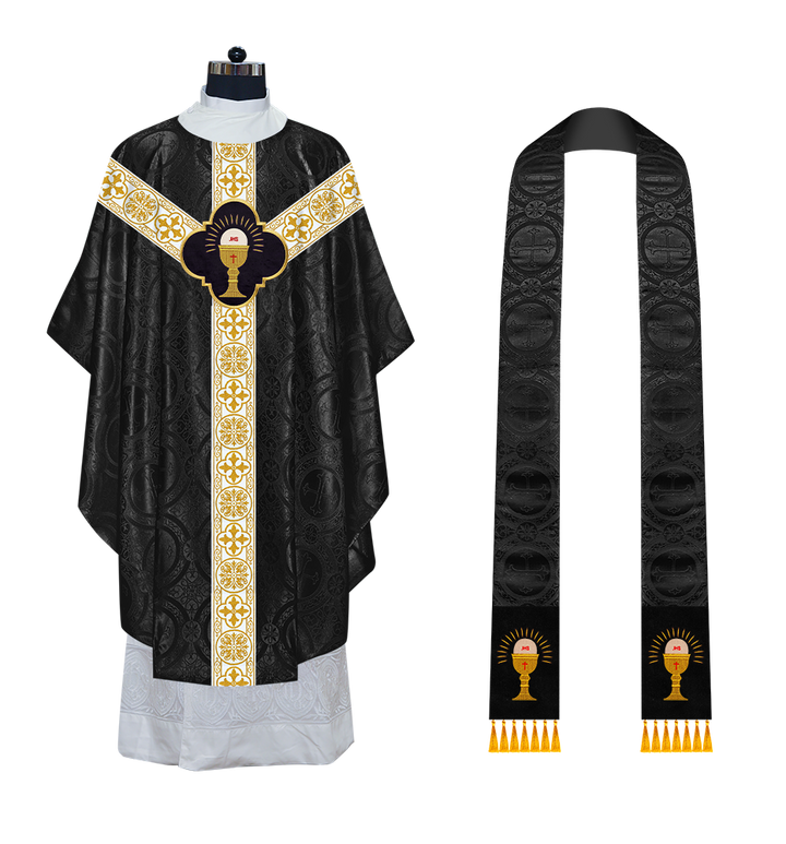 Gothic Chasuble with Embroidered Motif and Orphrey