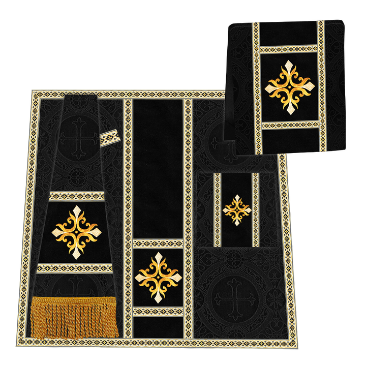 Gothic Chasuble Vestment with Embroidered Cross and Trims