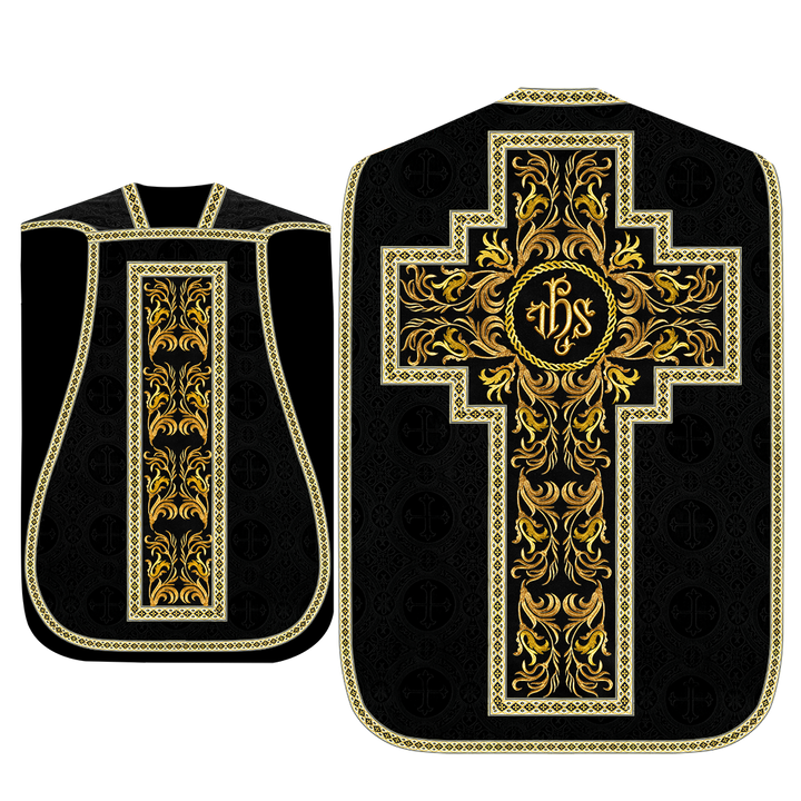 Roman Chasuble Vestment With Woven Braids and Trims