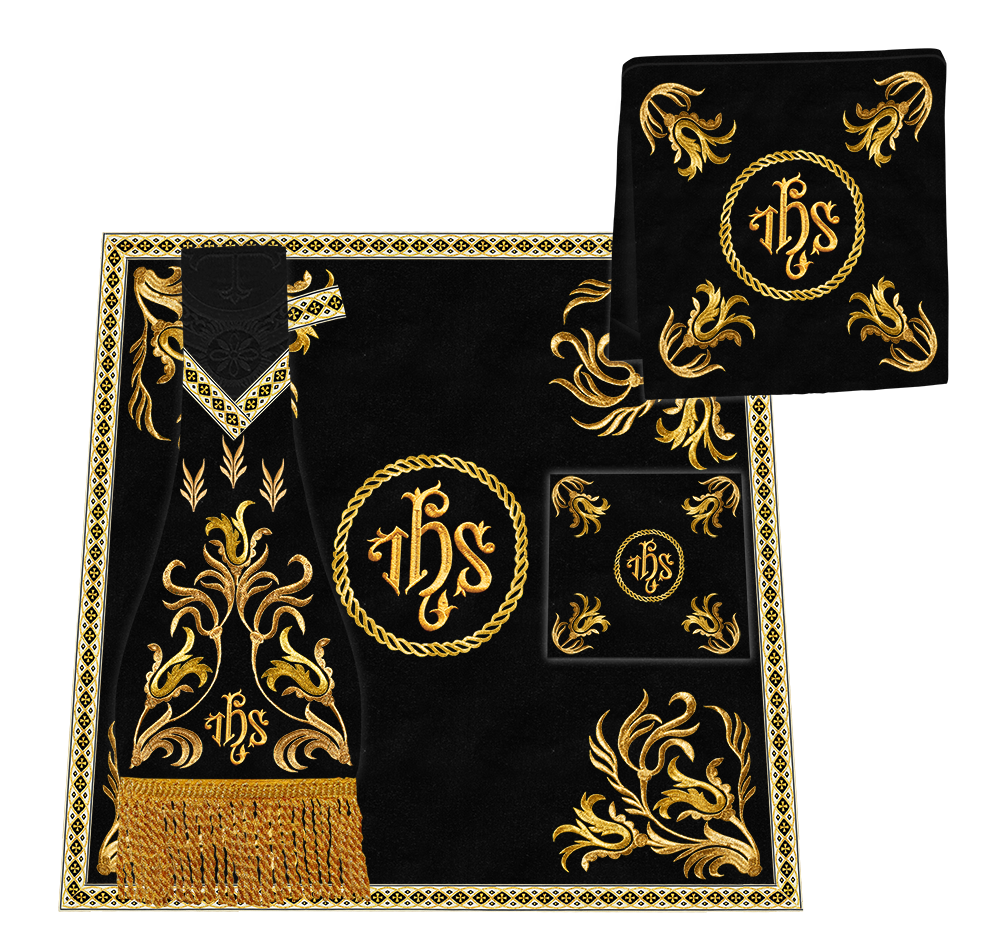 Gothic Chasuble Vestments With Ornate Embroidery And Trims