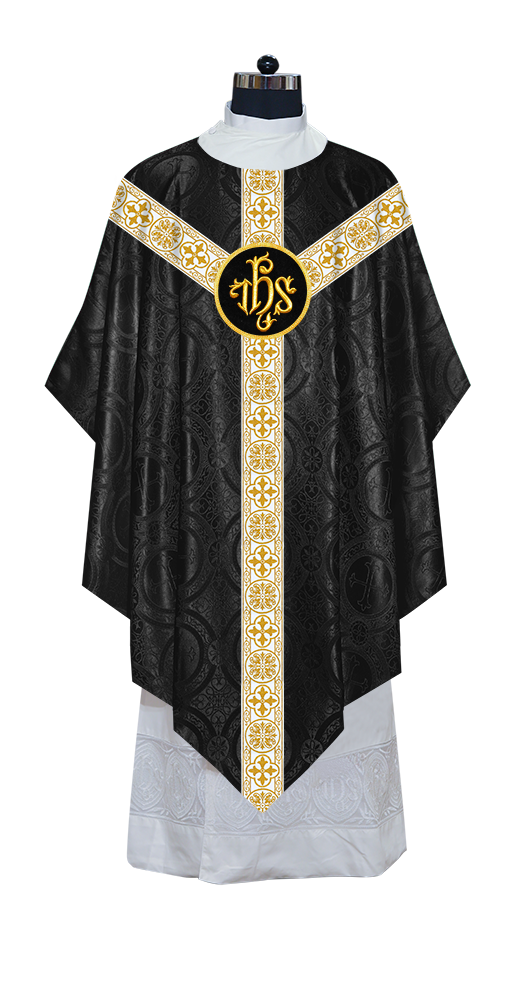 Traditional Pugin Style Chasuble Adorned with White Braids