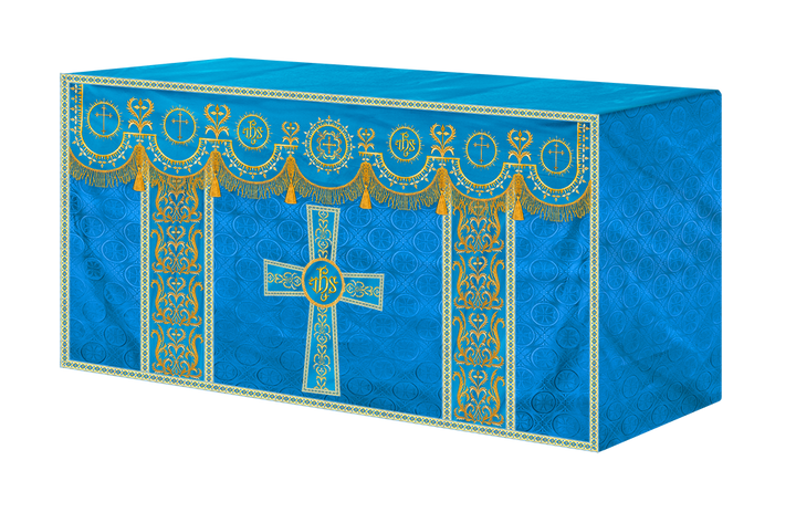 Embroidered Altar Frontal with Ornate Orphrey & Cross Design