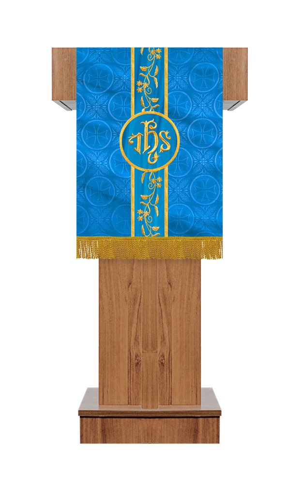 Elegant Embroidered Altar Cloth with Decorative Trim