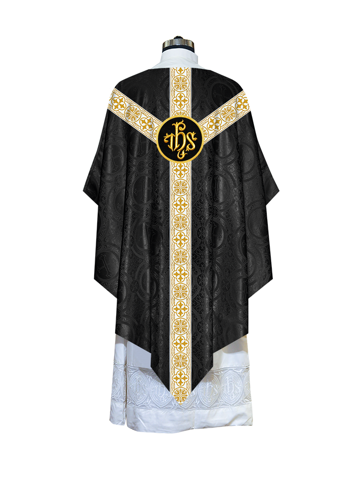 Traditional Pugin Style Chasuble Adorned with White Braids