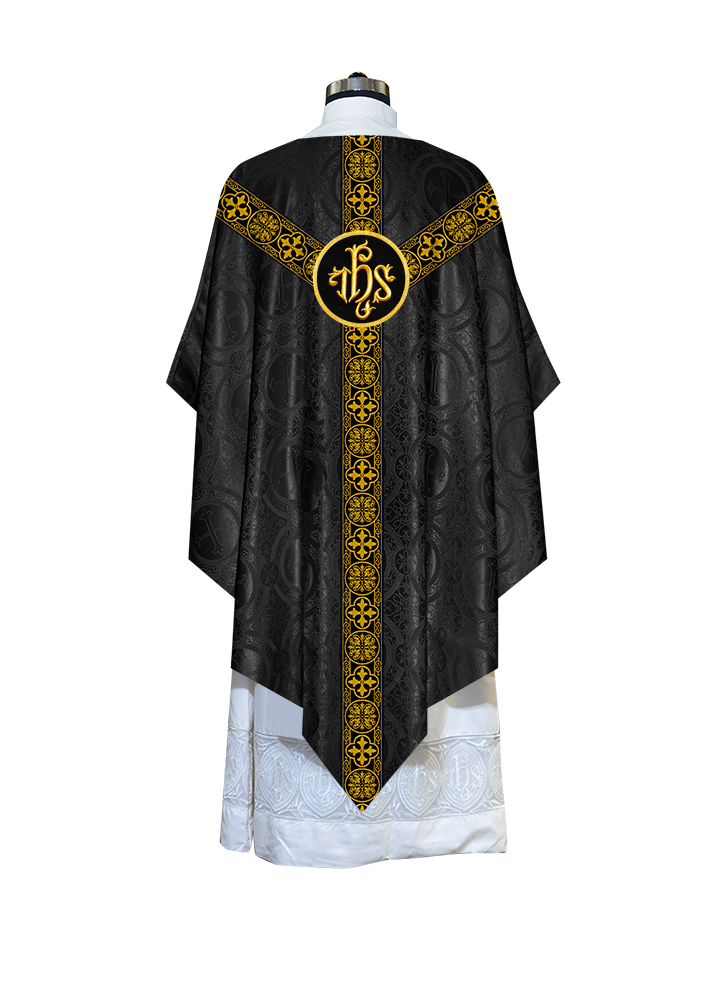 Liturgical Pugin Chasuble with Woven Designer Braided Orphrey