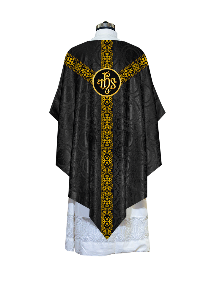 Liturgical Pugin Chasuble with Woven Designer Braided Orphrey