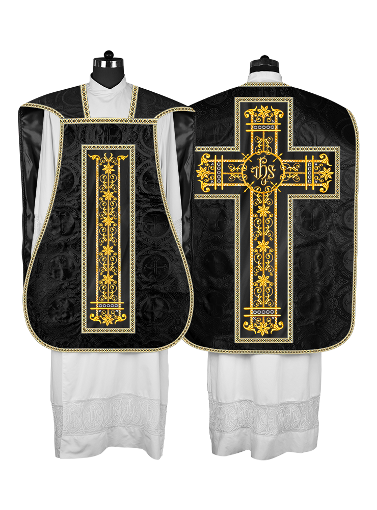 Roman Chasuble Vestment Enhanced With Orphrey and Trims