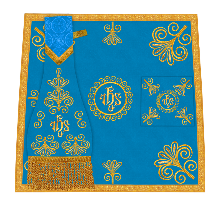 Traditional Altar Cloth Adorned with Embroidered Trims and Motif