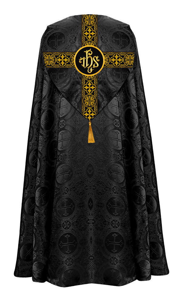 Gothic Cope Vestment with Cross type Braided Trims and motif