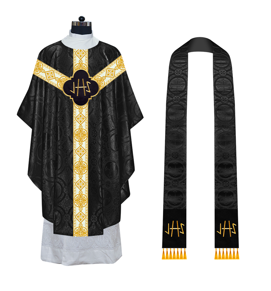 Gothic Chasuble Vestment with Motif and Trims