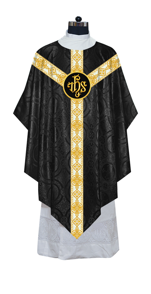 Traditional Pugin Style Chasuble Adorned with White Braids