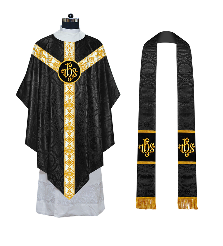 Traditional Pugin Style Chasuble Adorned with White Braids