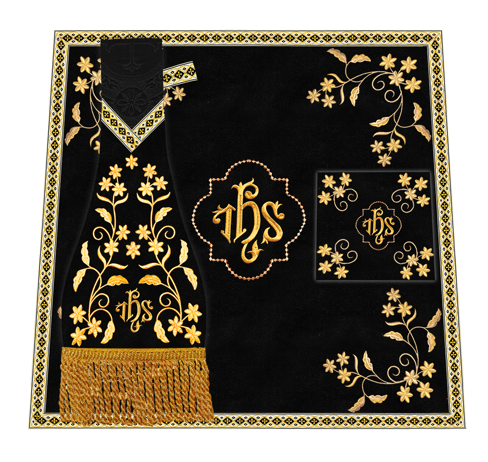 Roman Chasuble Vestment With Floral Design and Trims