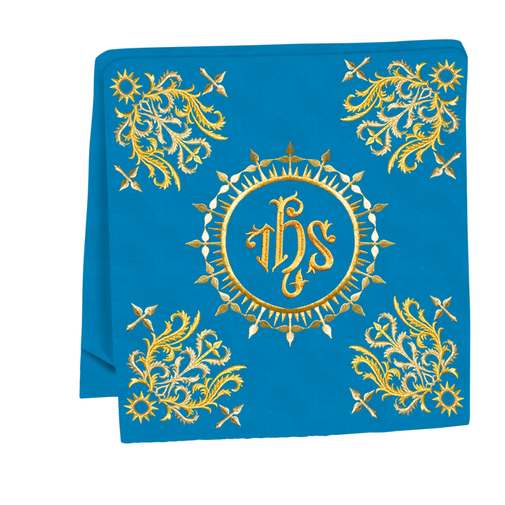 Traditional Altar Table Cloth with Ornate Motif and Embroidered Trims