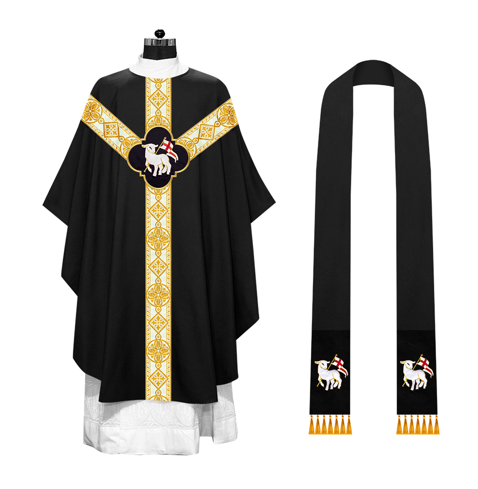 Gothic Chasuble Vestment with Motif and Trims