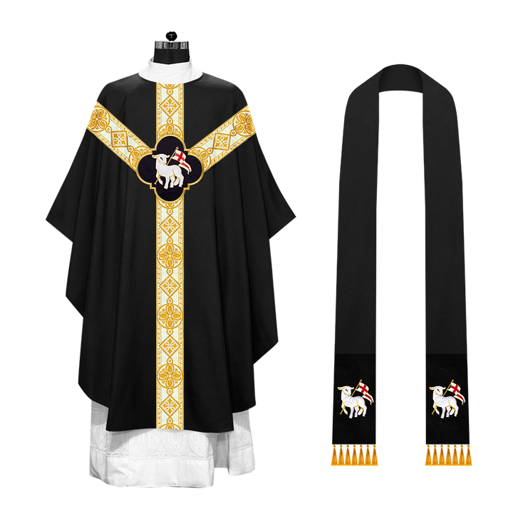 Gothic Chasuble Vestment with Motif and Trims