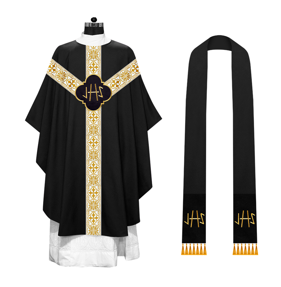 Gothic Chasuble with Embroidered Motif and Orphrey