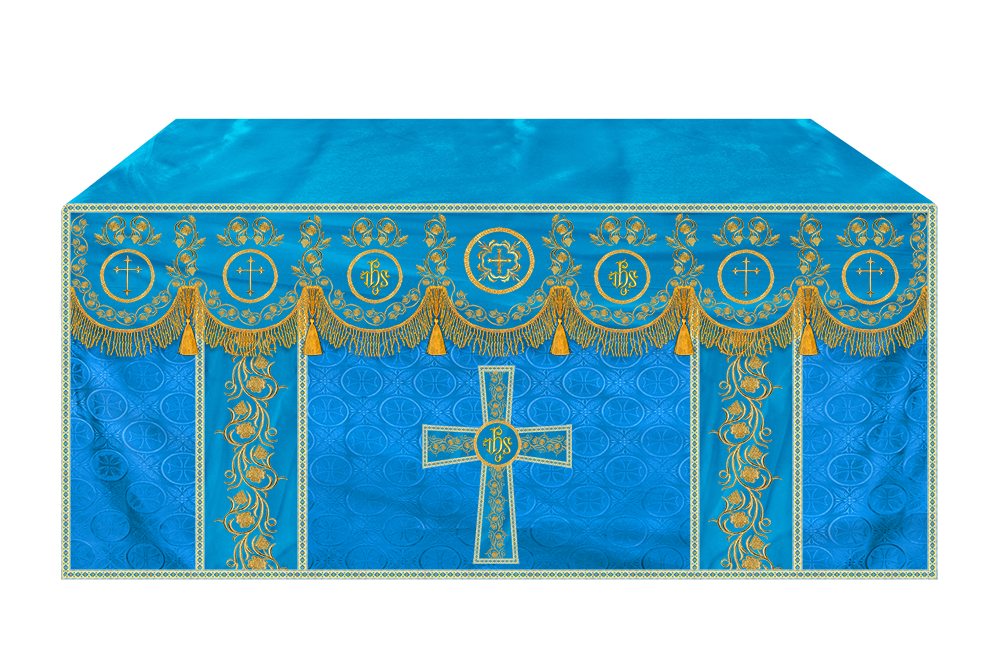 Embroidered Altar Cloth Embellished with Spiritual Motifs