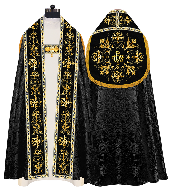 Embroidered Roman Cope Vestment with Braided Trims