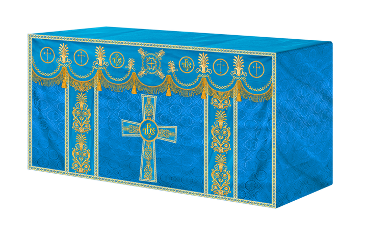 Traditional Altar Cloth with Embroidered Cross & Braided Trims