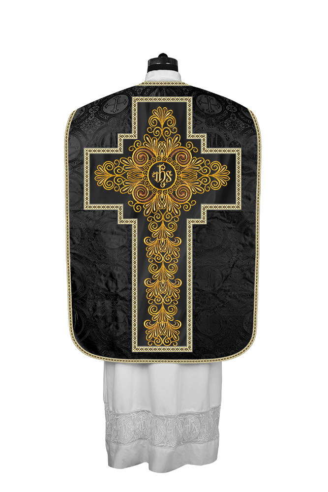 Roman Chasuble Vestment enriched With Coloured Braids and Trims