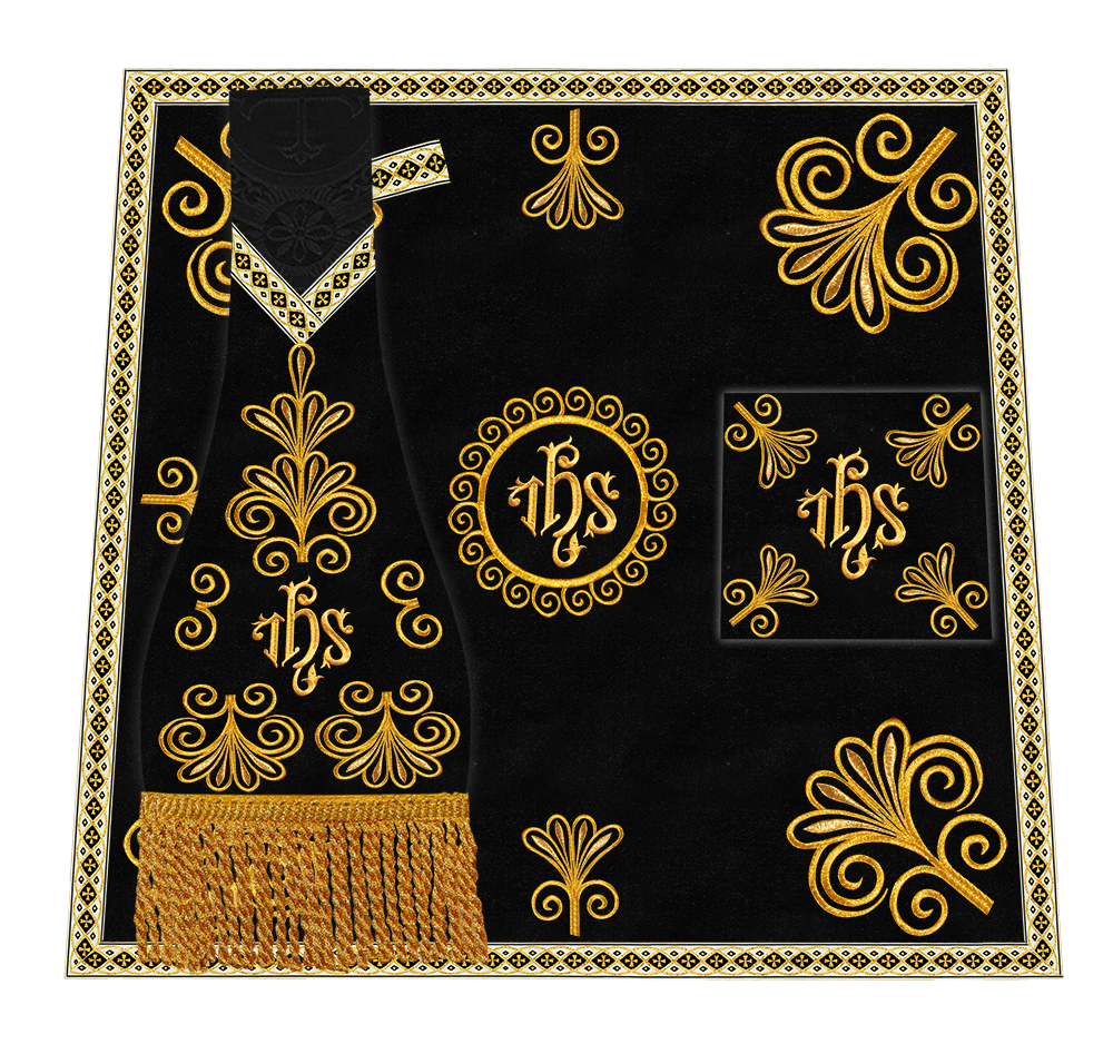 Roman Chasuble Vestment enriched With Coloured Braids and Trims